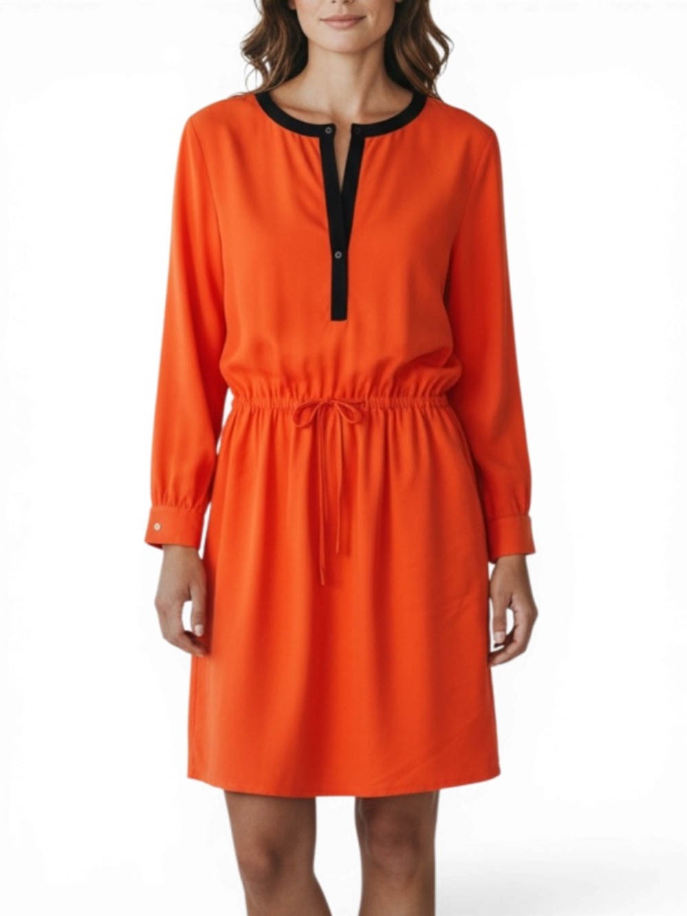 Lauren Ralph Lauren Orange Dress Drawstring Waist Long Sleeve 12